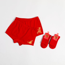 Children Red Underpants Mens life years No bones CUHK Tong red briefs Girls pure cotton 3-15 Year of bull Year Flat Corner Pants