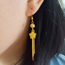 Gold earrings womens 999 gold new long earrings earrings 24K pure gold fashion temperament jewelry real gold