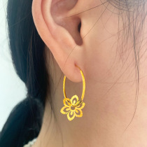 Gold earrings 9999 gold womens fashion 2021 new pure gold jewelry real gold jewelry young models