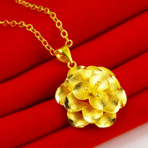 Gold necklace 9999 full gold women peony flower pendant pure gold jewelry real 24k gold gift