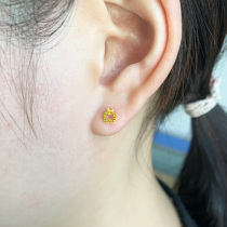 Pure gold stud earrings 9999 gold earrings men and women single small Apple Christmas send lover pure gold