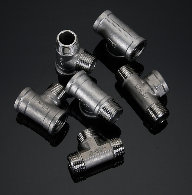 304四通水暖4分三通不锈钢外丝内丝燃气一分二水管接头配件分水器