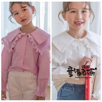 6pcs Discount Size 9 Children Two-Layer Collar Shirt Korean Kids Spring Berry Girls Shirt 040B2