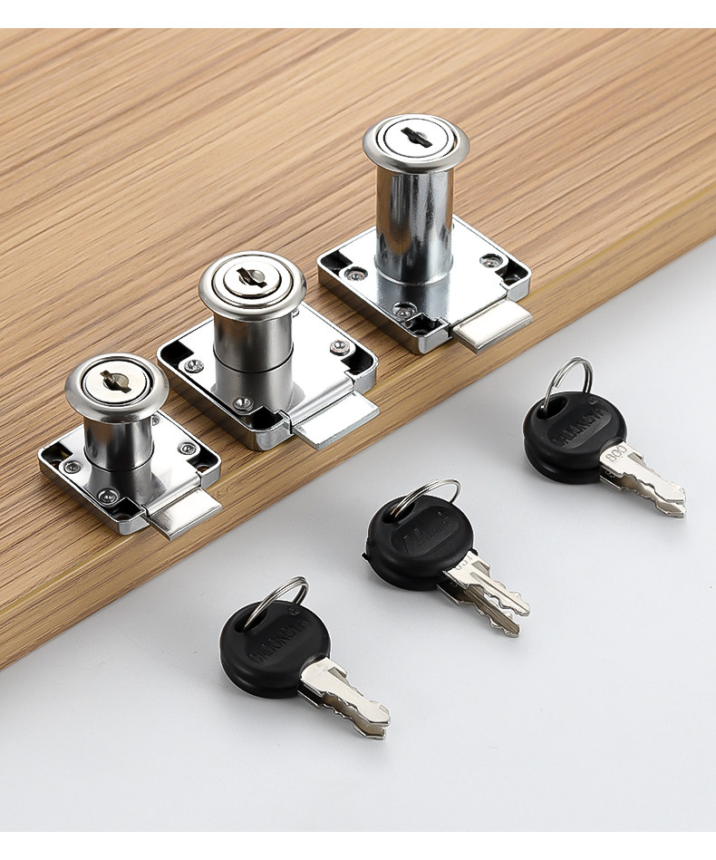 办公桌电脑桌抽屉锁衣柜门锁铜芯家具锁暗锁文件柜锁折叠钥匙黑色