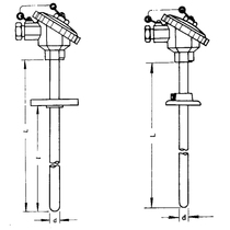 Shanghai meter factory abrasion resistant thermocouple WRNNK-330 Phi 2 5 * 1150mm 0-1300 ° C active flange
