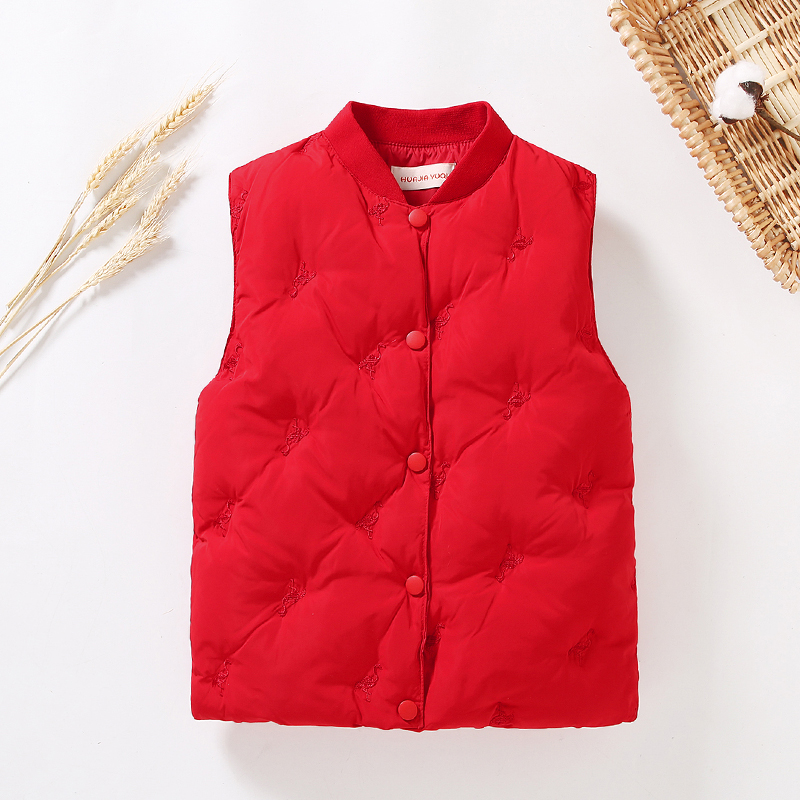 Fall and Winter Child Down Cotton Vest Heating Vest Thickness Girl Shoulder to Fix Boy Clamp