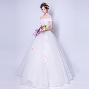 Lace dish Flower Princess Bride shoulder wedding dress wholesale 