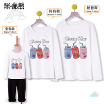 Mother womens cartoon T-shirt 2021 New middle child long sleeve top girl Autumn foreign style base shirt parent-child