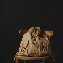 German 50s Antique Backpack Vintage Hunting Bag Retro Jun Bag Canvas Cow Leather Tooling Backpack