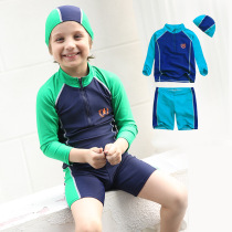 Childrens sunscreen swimsuit long sleeve sunscreen split flat corner hot spring swimming pants little boy girl swimwear middle child