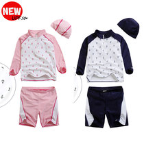 Snorkeling childrens swimsuit boys and girls sunscreen warm split swimsuit middle child long sleeve cold hot spring clothing