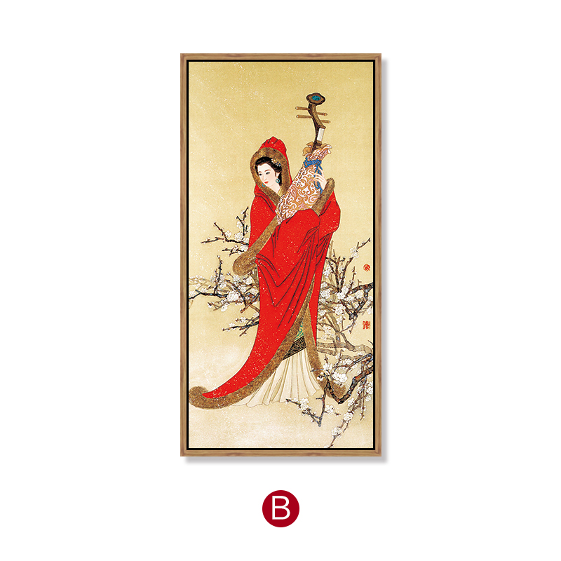 四大美女挂画古典四联画新中式客厅装饰画古代美人图西施貂蝉壁画