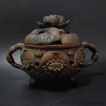 Antique antique miscellaneous collection Old copper stove Old incense burner Sandalwood copper incense burner Lotus aromatherapy stove incense ornaments