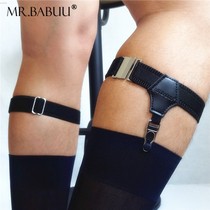 Positive Dress Business Men Sexy Double Clip Hosiery With European And European Single Clip Long Socks Non-slip Leg Ring Socks Clips Silk Stockings