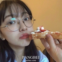 South Koreas new Joker Light Academy wind fine frame metal art round frame student glasses frame can be equipped with myopia