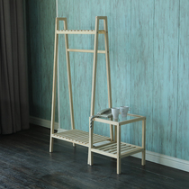 ins Coat rack Solid wood hanger Floor-to-ceiling bedroom household indoor balcony Simple Nordic shelf storage rack