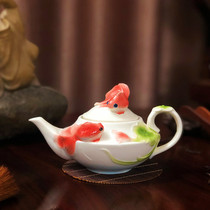 Enamel porcelain rich goldfish Chaozhou kung fu teapot panda teapot tea set ceramic creative boutique household