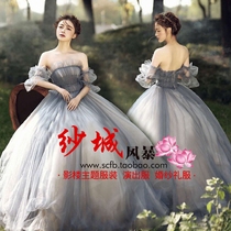 New photo studio theme clothing tour forest line shoulder wedding dress couple photo photography color dress
