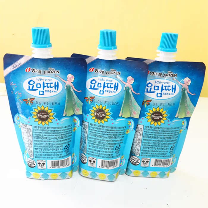 韩国进口饮料 宾格瑞冰雪奇缘雪糕 乳酸菌酸奶味冰激凌120ml