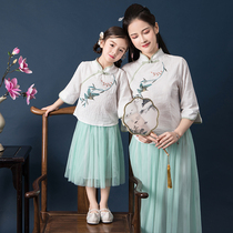 Girls Hanfu Parent-child dress Mother and daughter dress dress children Chinese style childrens clothing womens summer clothes