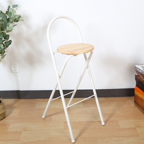 Balcony bar stool folding chair Household kitchen folding chair Leisure backrest chair Balcony portable folding round stool
