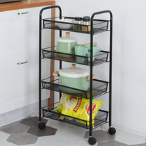 Household crack movable trolley white living room rack kitchen vegetable basket with wheels metal frame