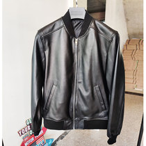 Special leather leather mens youth baseball clothing fashion motorcycle jacket head layer sheepskin short slim slim mens coat