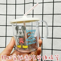 Japan SKATER Mickey children Baby Kindergarten juice handle Cup straw water Cup 250ml Milk Cup