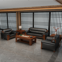 Manufacturer Direct Sales Office Furniture Business Genuine Leather Guest Sofa Tea Table Combined Trio office sofa Reception room