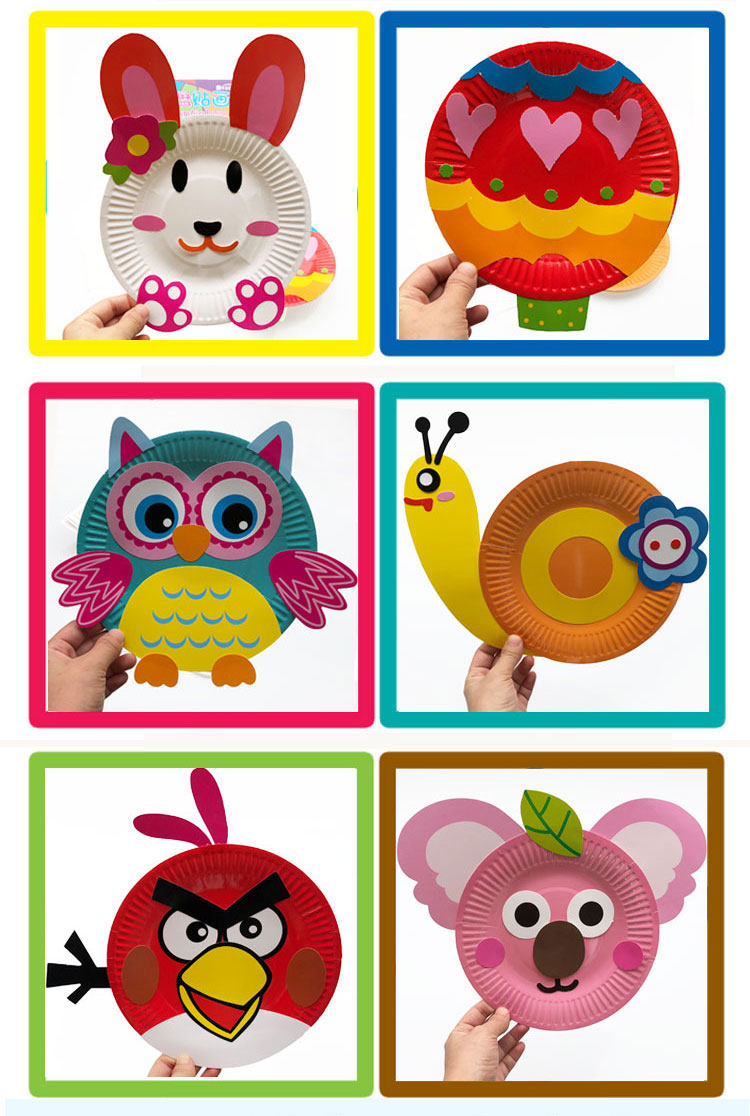 幼儿园儿童新年彩色纸盘子贴画动手工diy制作材料包宝宝益智39岁