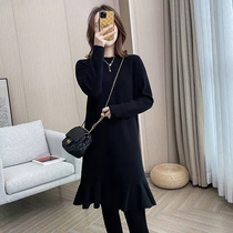 Dress for the dress Skirt Children Autumn Winter Inner hitch Skirt Bottom Knit Black Dress Shorts Short And Small Subfalse Collar