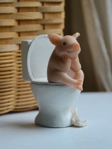 Creative Toilet Cute Little Pig Swing Piece Emulation Animal Model Cartoon Exquisite Bestie Gift Birthday Gift