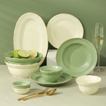 Light and luxurious cutlery suit combination particularly good looking bowls of rice bowls noodles bowls Home Ceramic Dish Tray Fish Dish