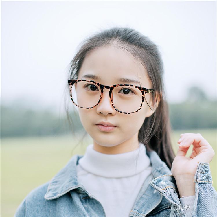 tr90眼镜架全框加大码近视 男女大脸胖潮人眼睛加宽方框圆框豹纹_7折