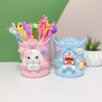 Creative cartoon pen holder makeup brush storage box cute ins fashion office desktop children large capacity multi-function