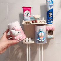 Cartoon cute wash cup holder toilet non-punching childrens mouthwash cup set wall-mounted storage rack