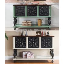 American retro porch cabinet European solid wood end view Cabinet porch table sofa backrest partition cabinet living room sideboard White