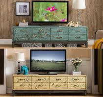 Factory direct TV cabinet American rural audio-visual cabinet TV floor cabinet solid wood TV cabinet old classical living room cabinet