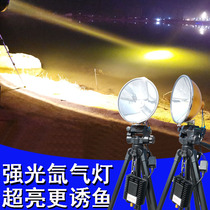Fishing lamp xenon lamp 300W 55W strong light black pit hernia lamp Super bright lure fish lamp yellow white blue warm light night fishing lamp