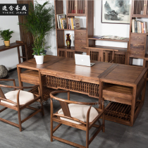 New Chinese style black walnut solid wood office desk and chair combination simple modern boss desk president desk executive desk furniture
