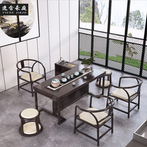 New Chinese style solid wood tea table and chair combination tea room Kung Fu tea table carved coffee table Zen reception teahouse tea table furniture