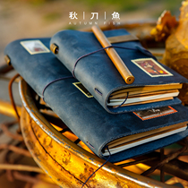 Saury leaf book tn hand account book tn hand account cowhide book Retro Diary Japanese travel book Notebook