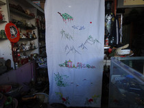 Antique collection 50s Large hand embroidered landscape landscape pattern Old table cloth