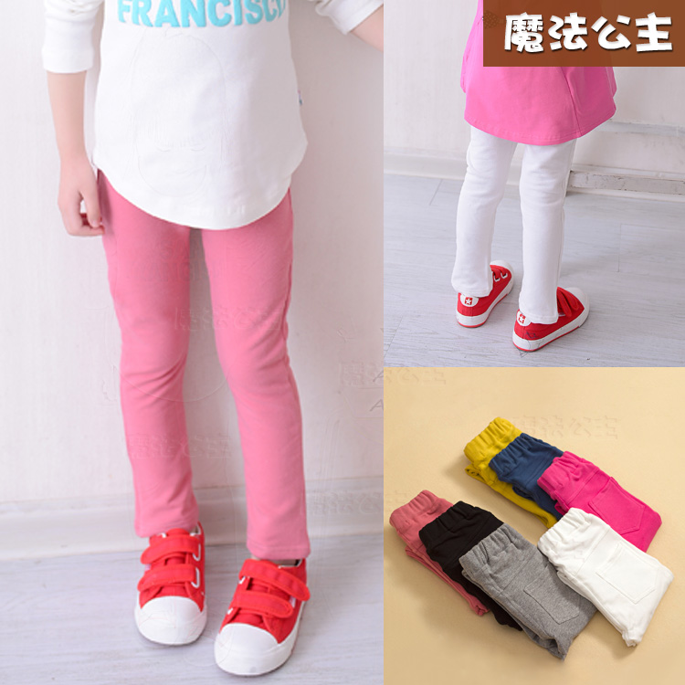 Korean version of girls' inner pants spring and autumn children's outer wear all-match small feet baby pencil pants tide pure cotton 100cm