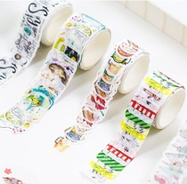 catshow stationery cute little fresh collage tape cartoon watercolor diy notebook sticker album decorative sticker