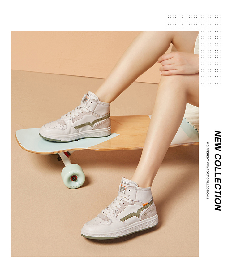 戈美其高帮鞋女秋冬新款女鞋百搭真皮加绒休闲运动鞋韩版潮小白鞋