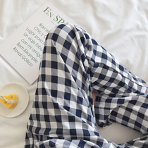 Pajama pants womens trousers cotton spring and autumn can be worn outside couple spring and summer mens plaid home pants loose size 200kg