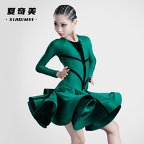 Girl Latin Dance Provisions Competition Conserve Spring Summer Long sleeves The young children Professional test class uniforms new practice uniforms