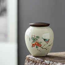 Three times ash hand-painted tea cans ceramic sealed cans handmade storage cans large household moisture-proof tea warehouse tea box