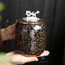 Three times Japan lacquer beads handmade National non-heritage craft Lacquer tin cans Tea cans Tea storage cans tea warehouses